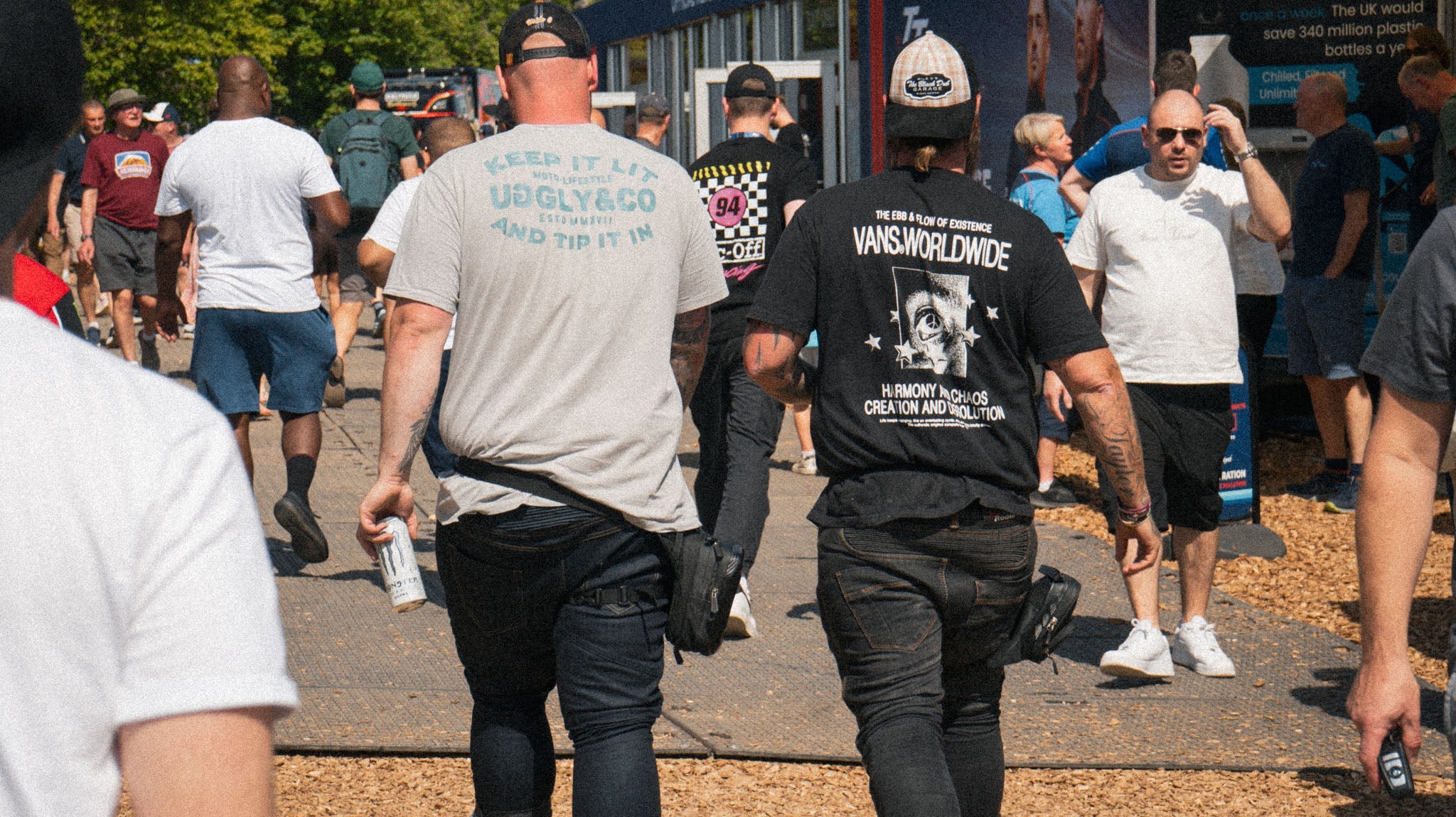 race fans walking through the Isle of Man tt fan zone