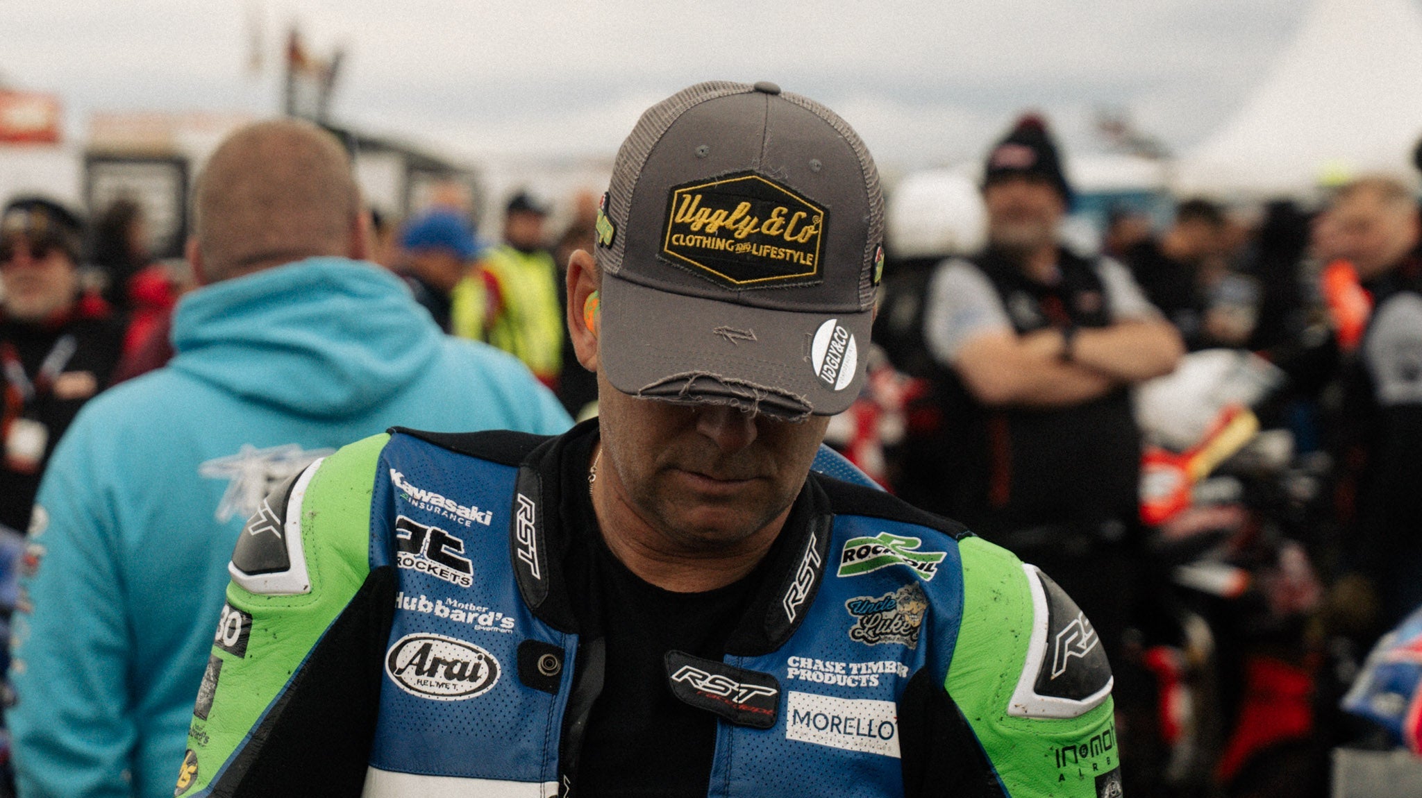 davo johnson in diamond cap at motorsport event