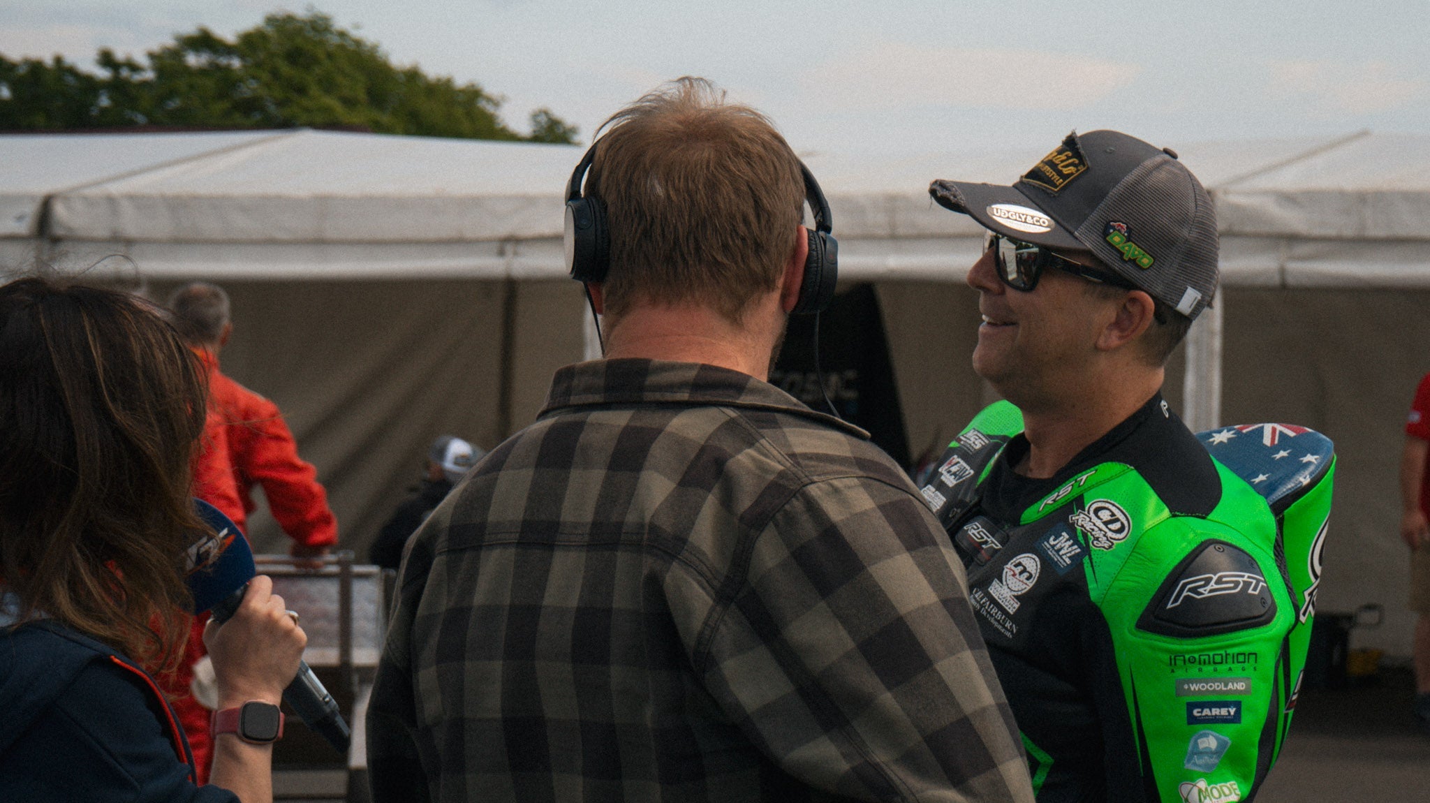 davo Johnson being interviewed at the isle of man tt