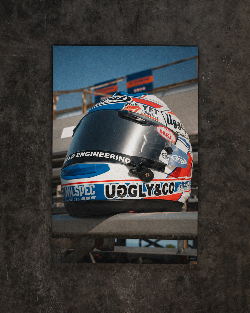 a canvas featuring Josh Brookes custom arai helmet from the isle of man tt