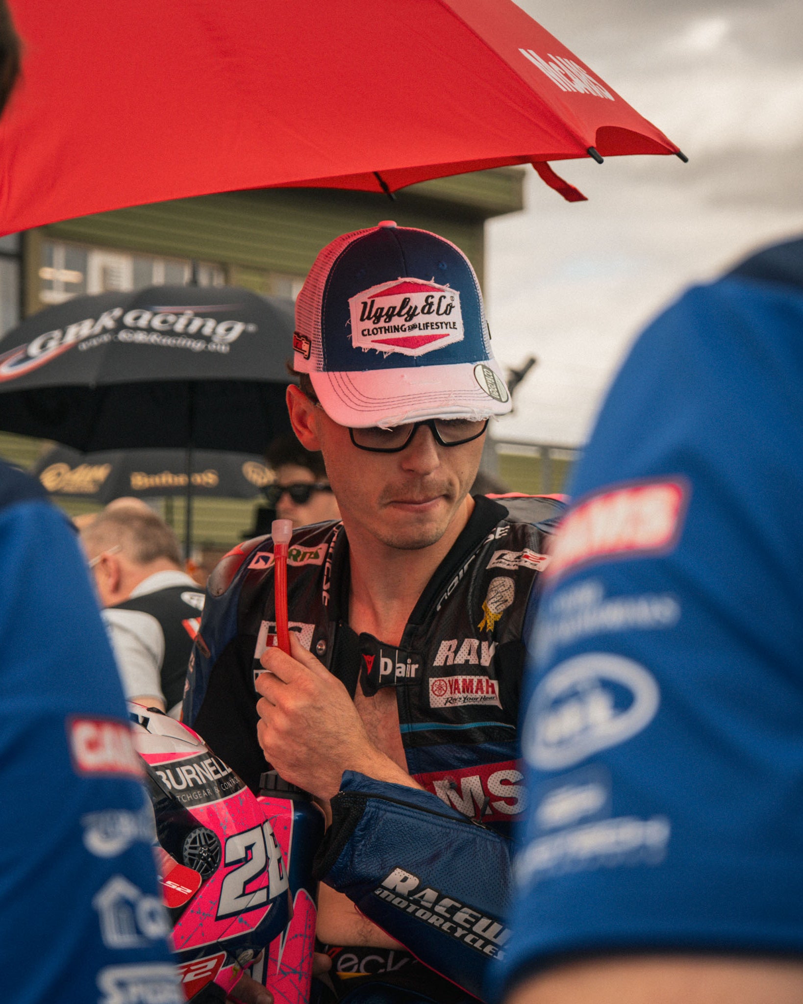 brad ray on the starting grid at bsb race wearing trucker hat