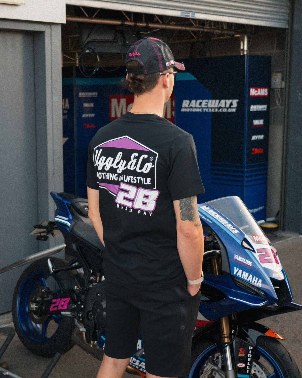Bradley Ray #28 Black T-Shirt with Yamaha British Superbikes styling