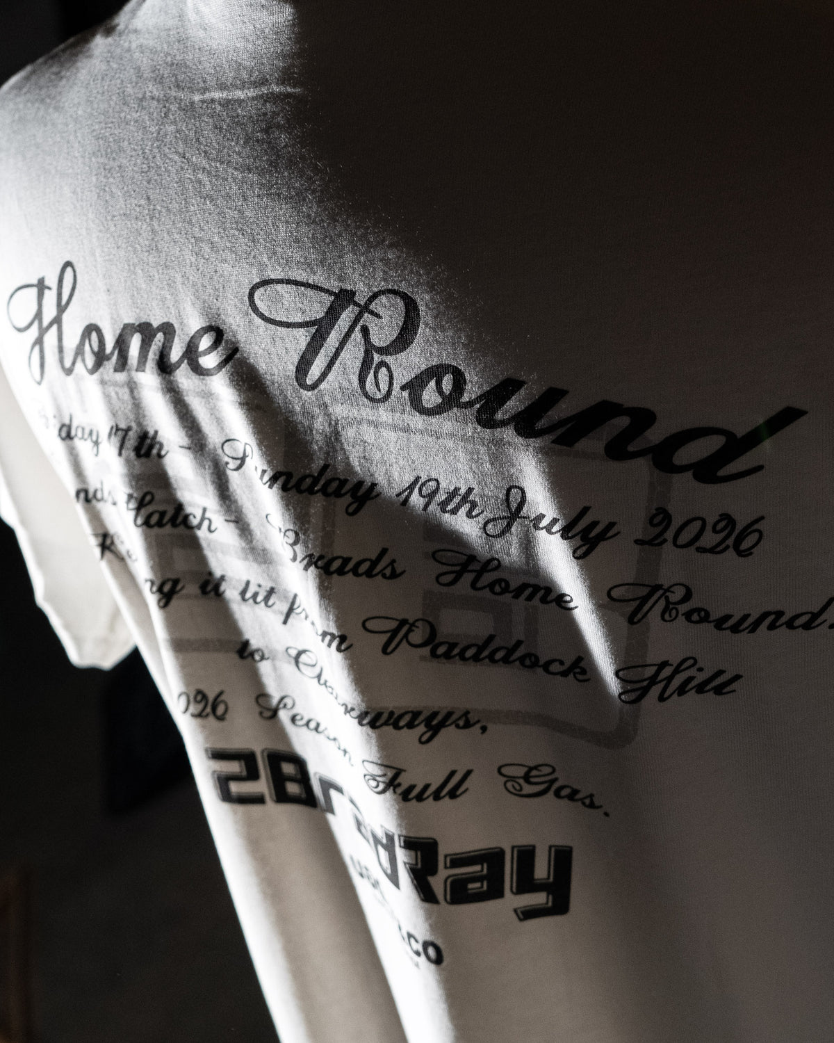Graphic print detail on Bradley Ray Home Round T-Shirt