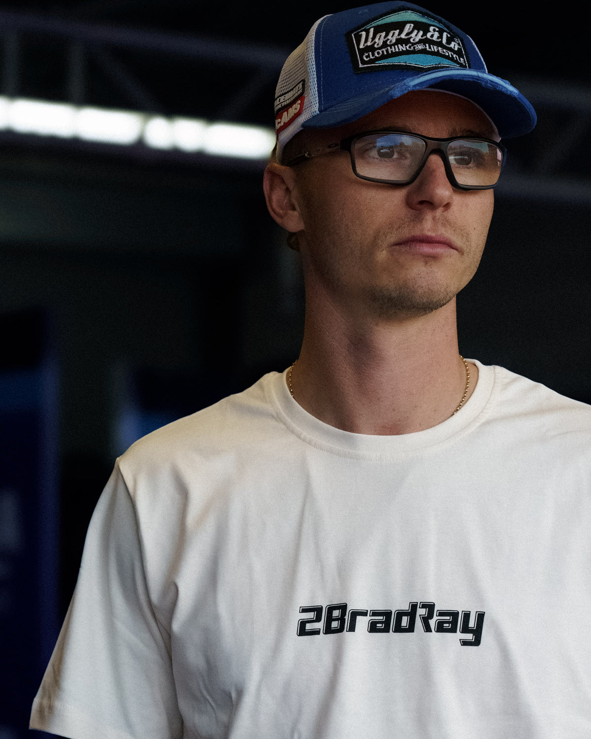 Bradley Ray White T-Shirt with McAMS Yamaha motorcycle racing inspired styling