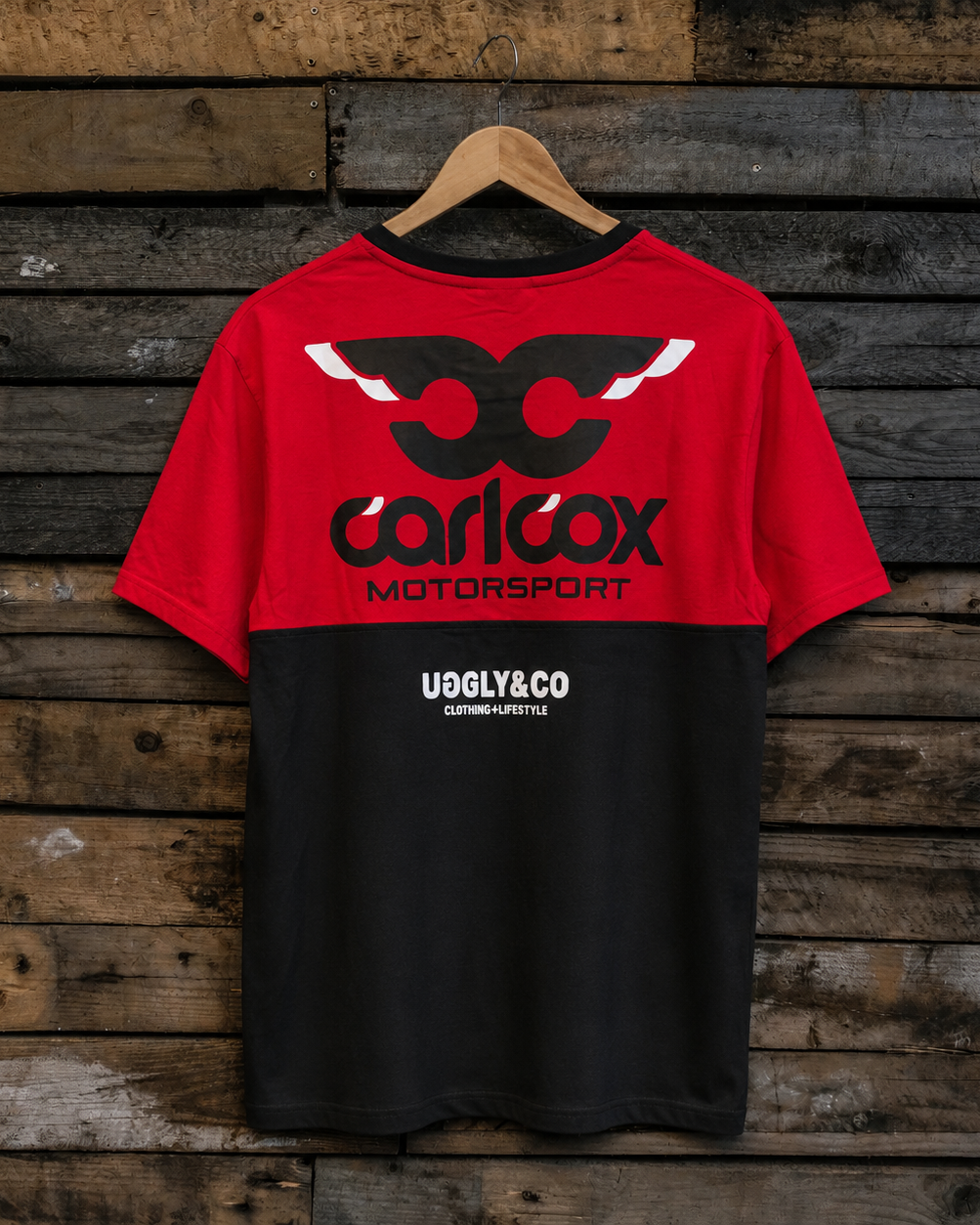 Back view of the Carl Cox Motorsport Race T-Shirt showing the rear racing graphics and Carl Cox Motorsport branding.