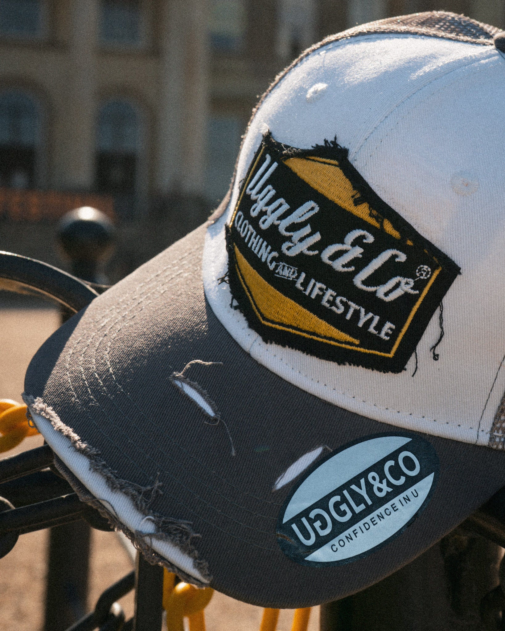 close up picture of vintage trucker hat