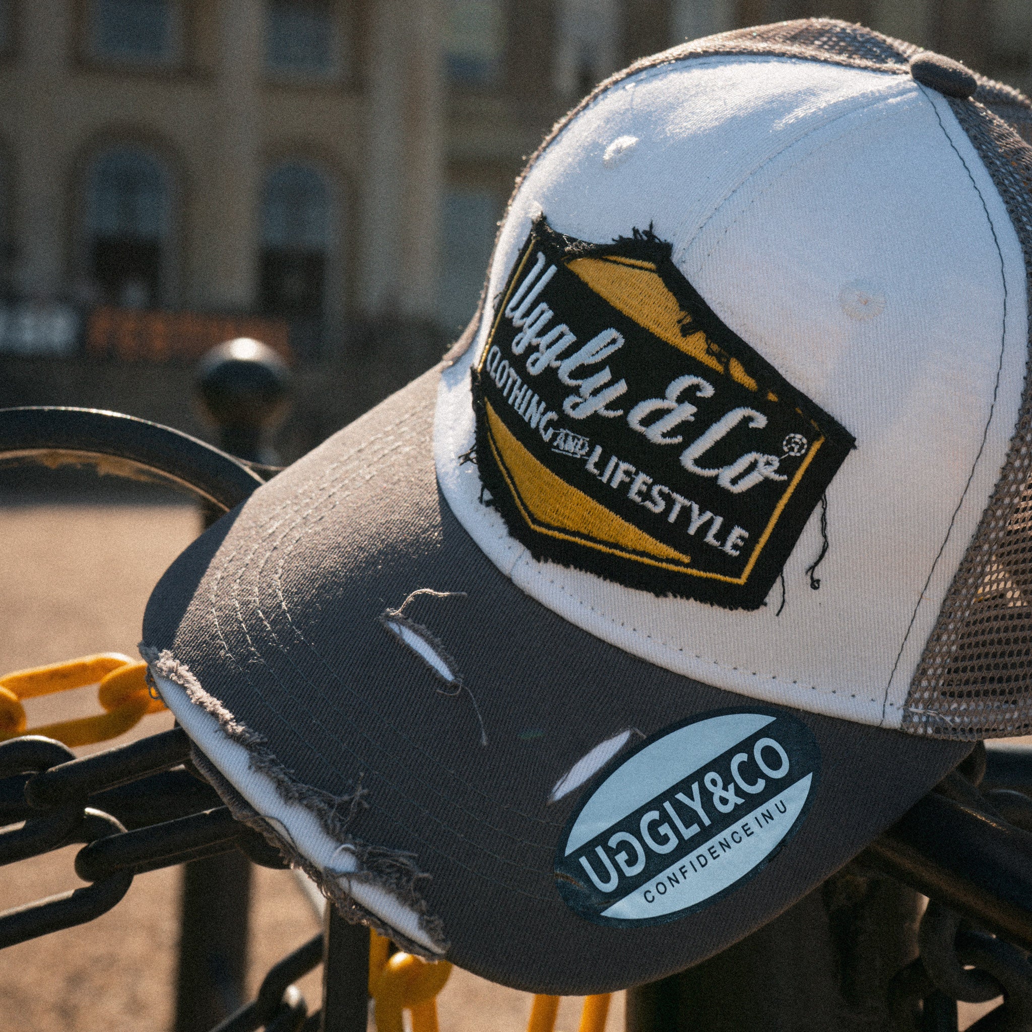 close up picture of vintage trucker hat