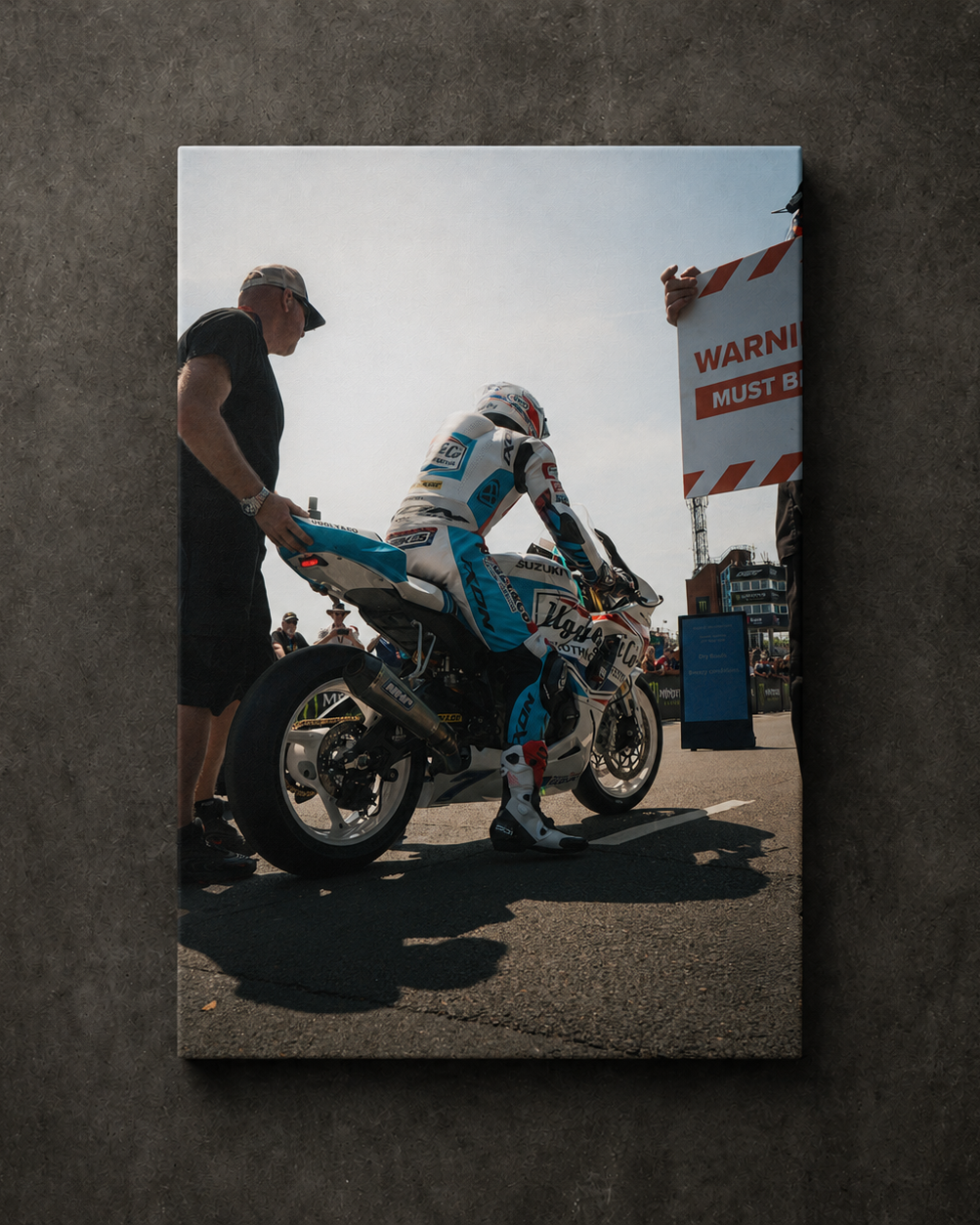 Josh Brookes on the Isle of Man TT grid before the race, shown as canvas wall art