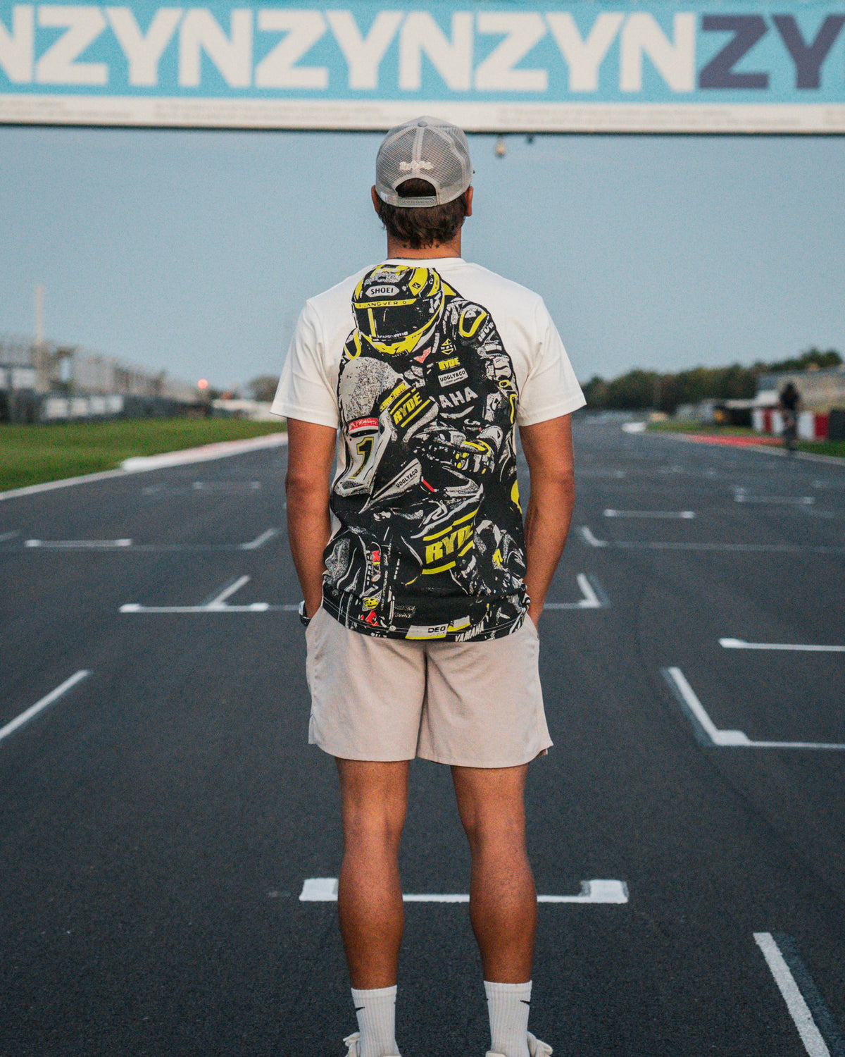 Back of the Kyle Ryde White Graphic T-Shirt featuring a bold racing graphic inspired by Kyle Ryde and the British Superbike Championship.
