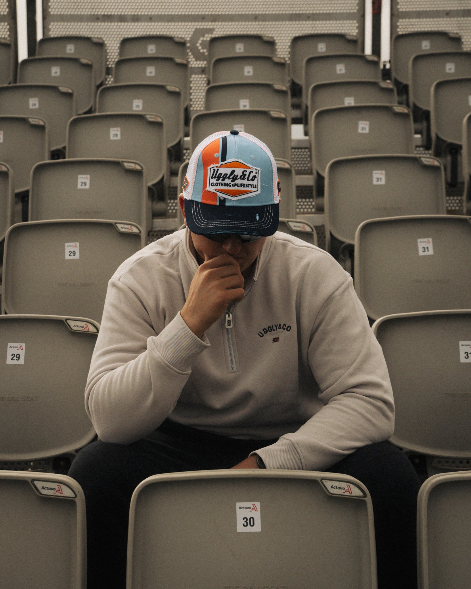 Marcus simpson at race event in gulf color clothing