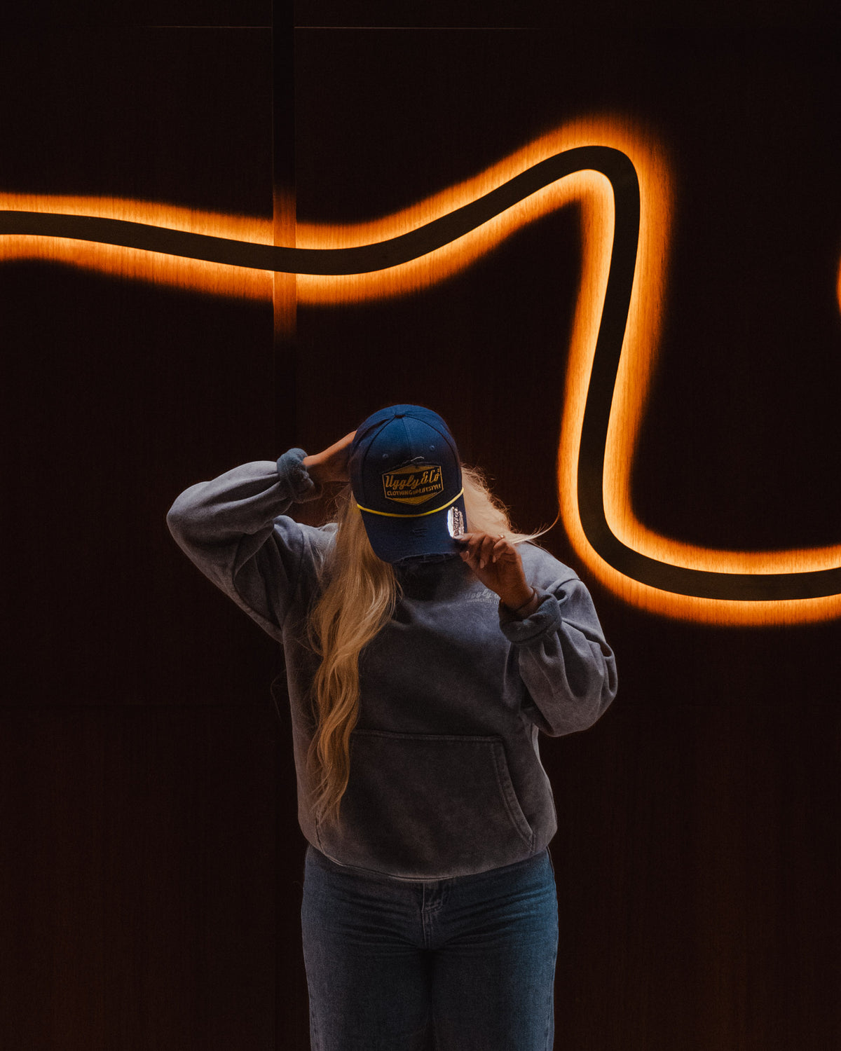 Front view of the Navy Blue & Yellow Rope Diamond Baseball Cap