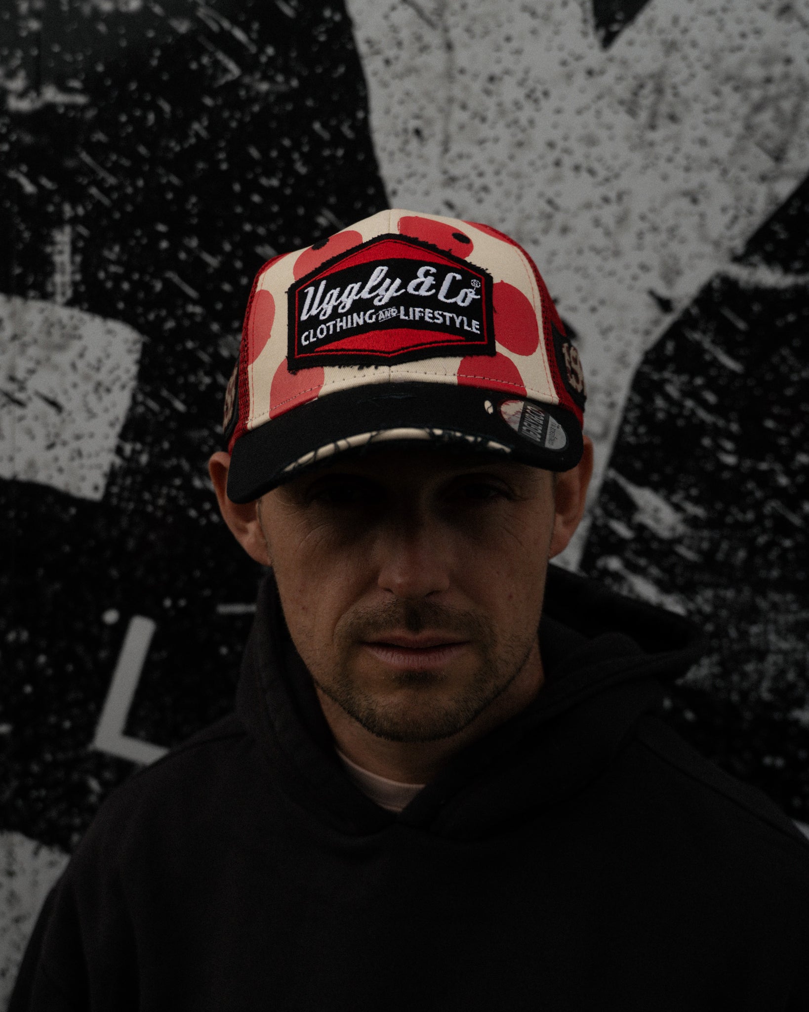 Pierre Yves Bian in retro red and white polka dot hat