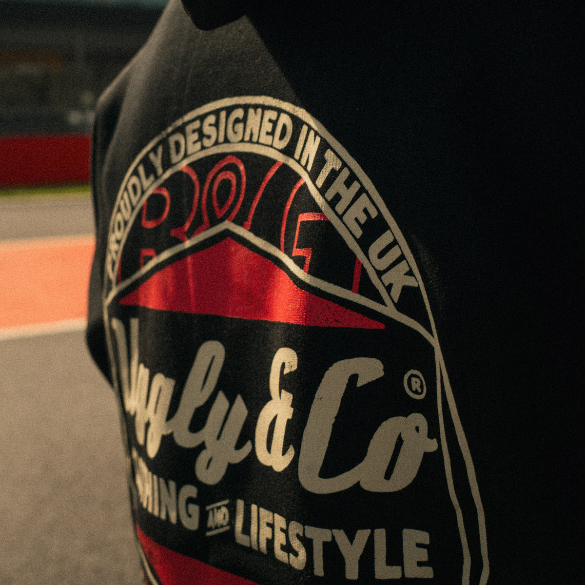 Close-up of the back graphic on the R&G Crash Protection x Diamond Hoodie
