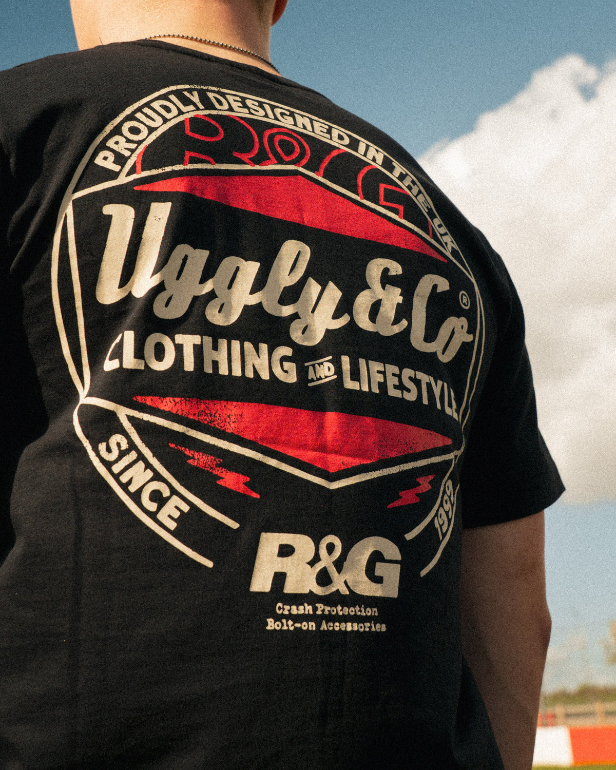 Three-quarter view of the R&G Crash Protection x Diamond T-Shirt