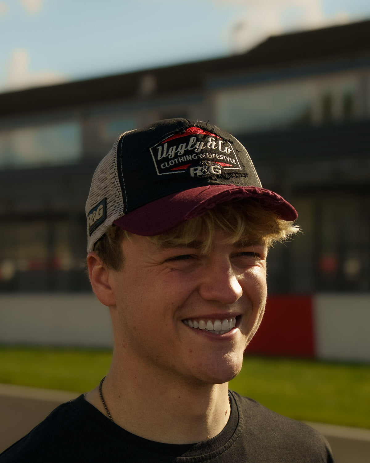 Front view of the R&G Crash Protection Trucker Cap