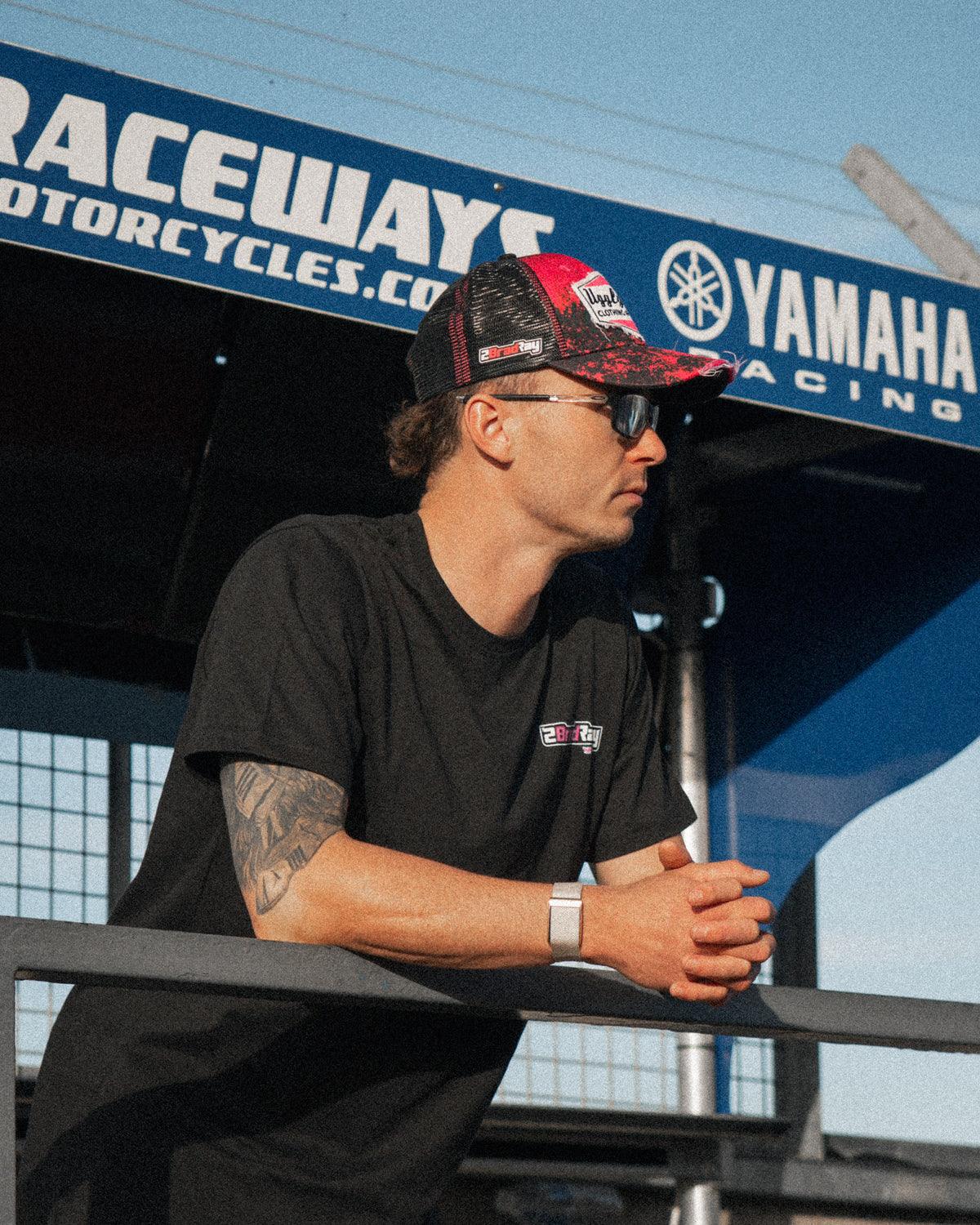 rust Diamond Trucker Hat x Bradley Ray #28 inspired by McAMS Yamaha motorcycle racing