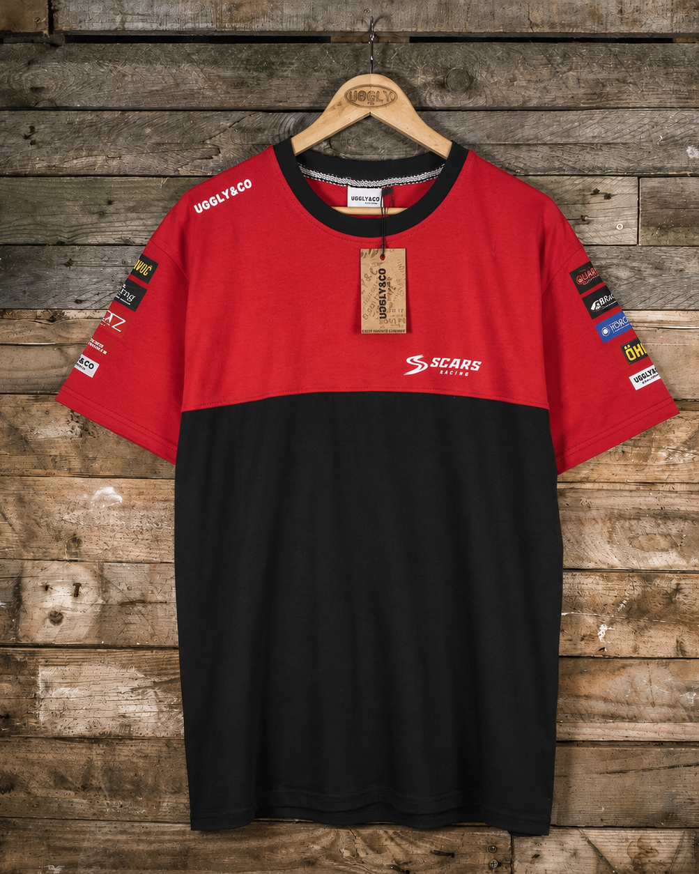 red and black scars racing tshirt product photo
