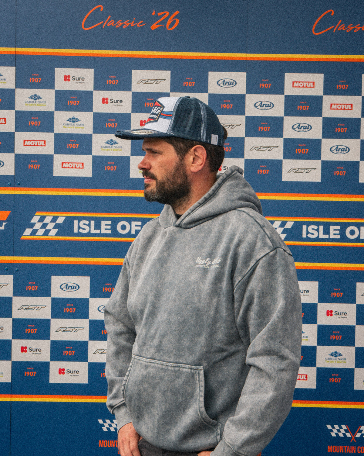 Shaun Anderson in the Uggly & Co Retro Blue & Red Diamond Trucker Hat