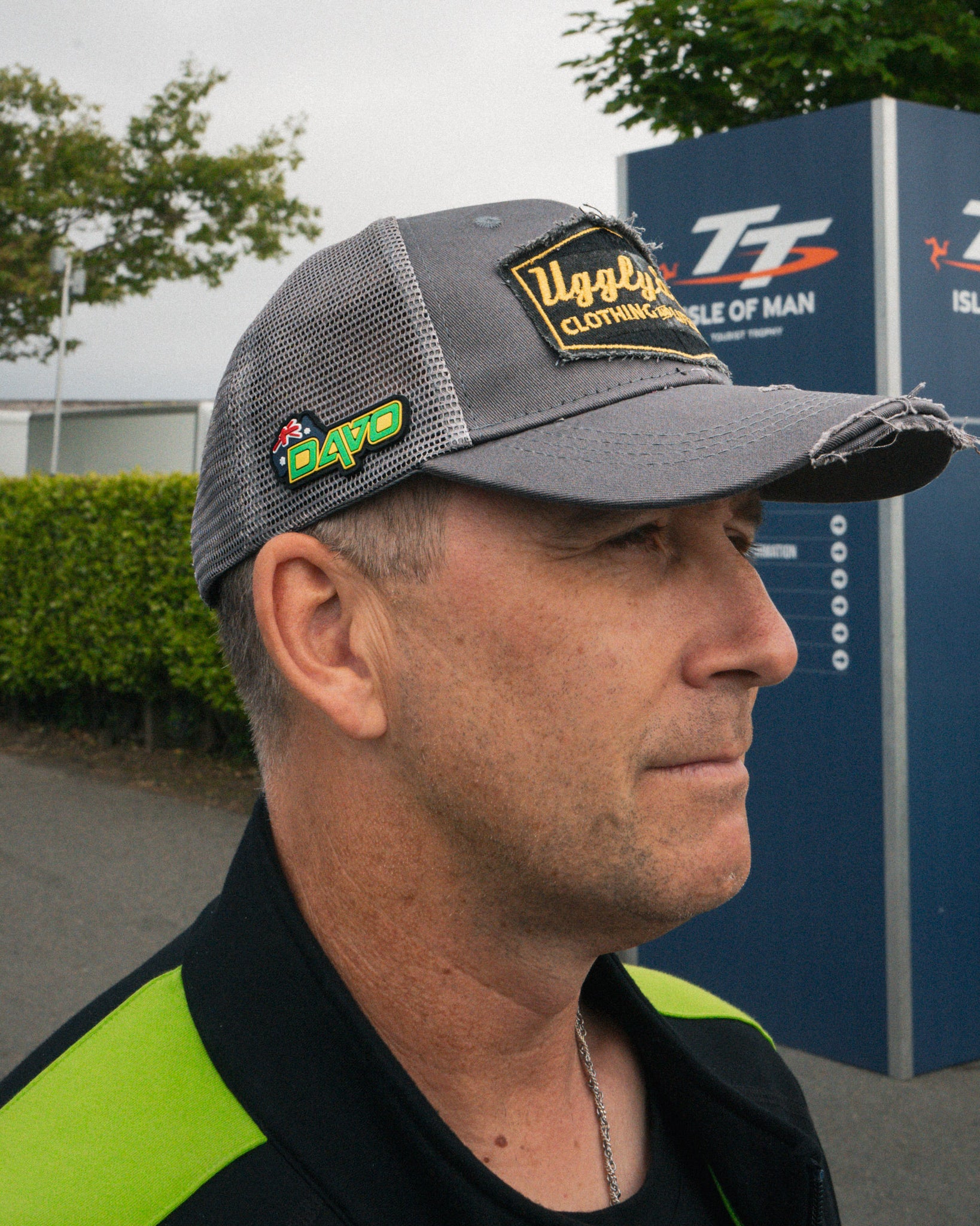 Detailed view of the Uggly&Co x Davo Johnston trucker cap
