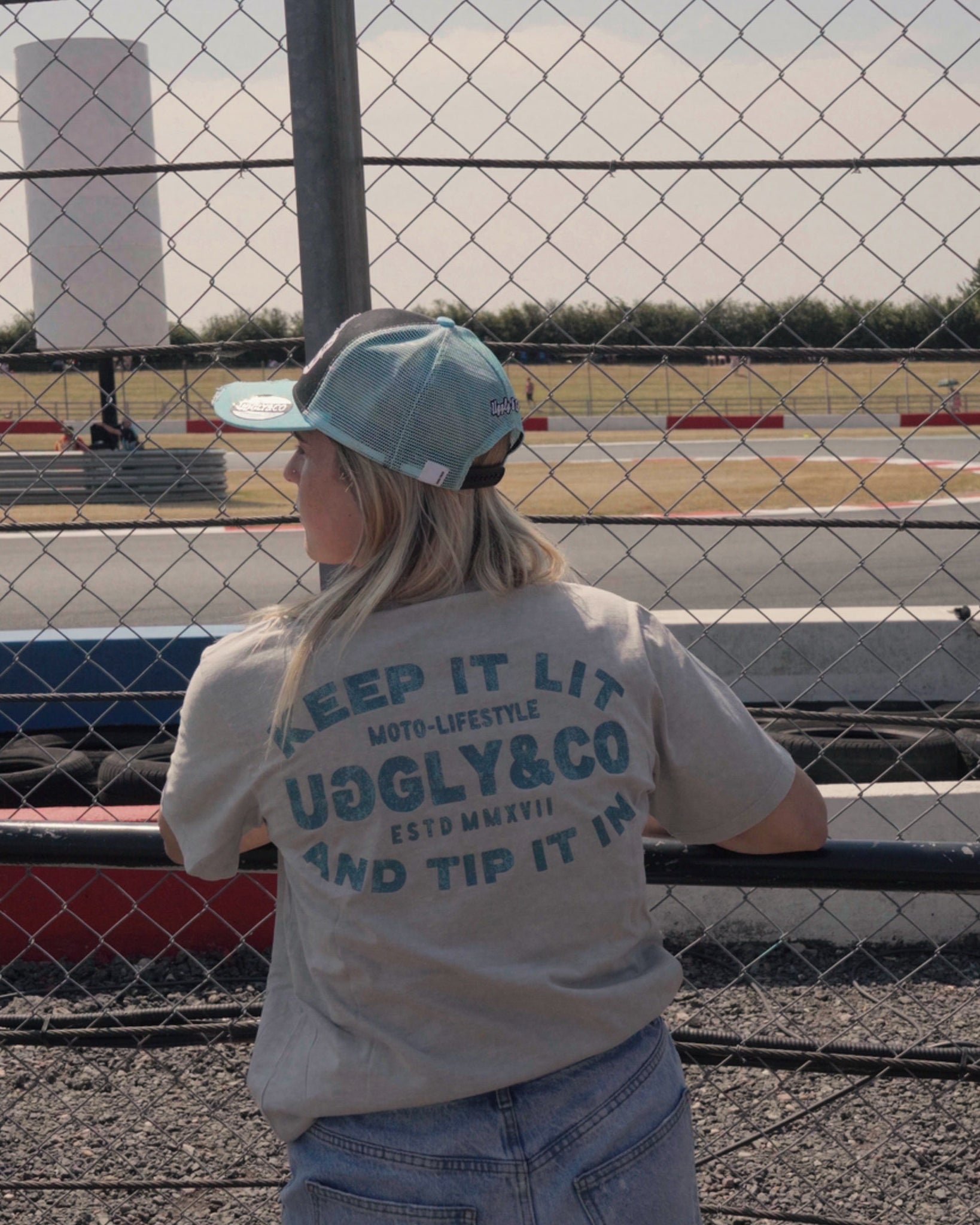 Uggly&Co turquoise and black Retro Diamond trucker cap with mesh back
