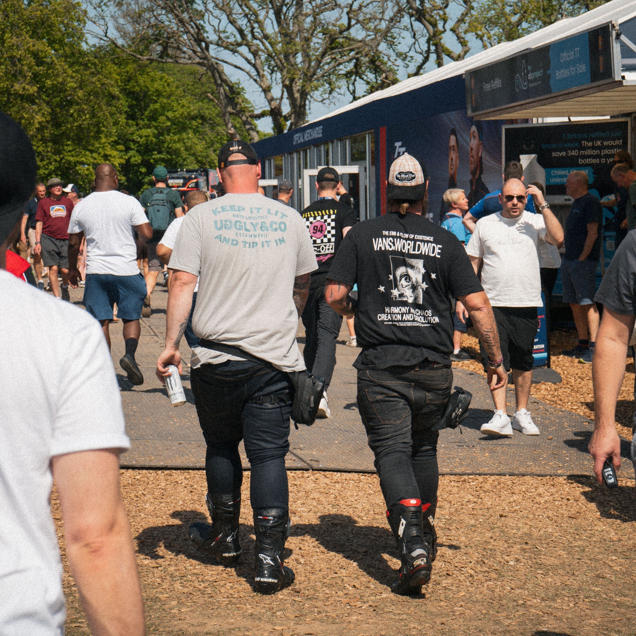 race fans walking through the Isle of Man tt fan zone