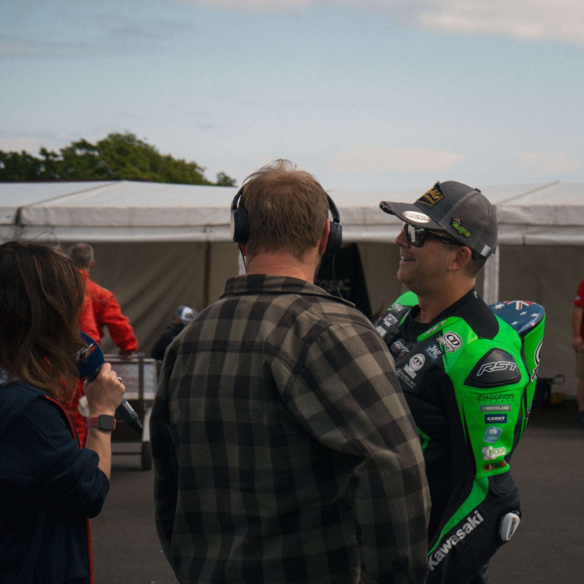 davo Johnson being interviewed at the isle of man tt