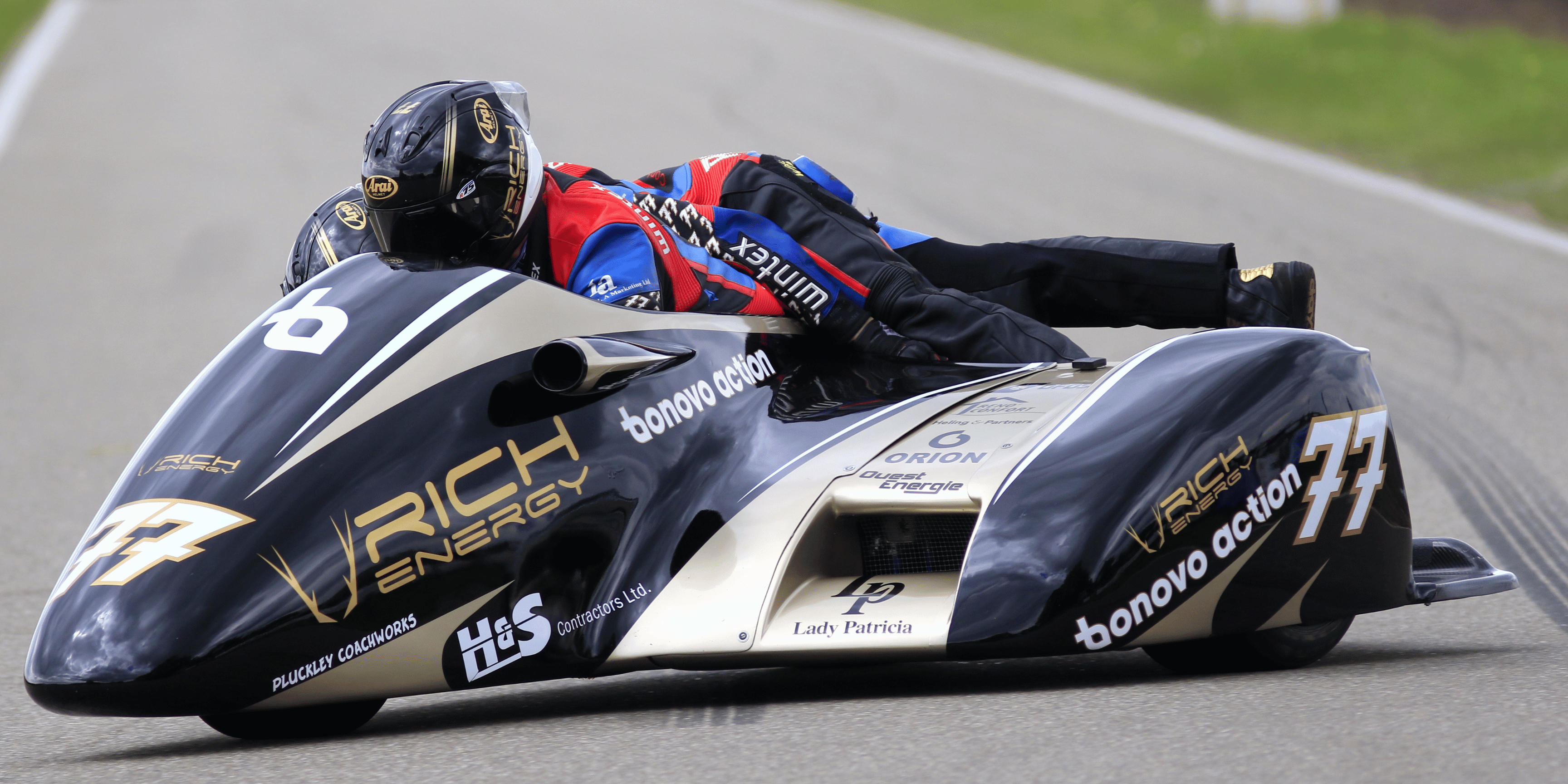 Tim Reeves racing his sidecar motorcycle