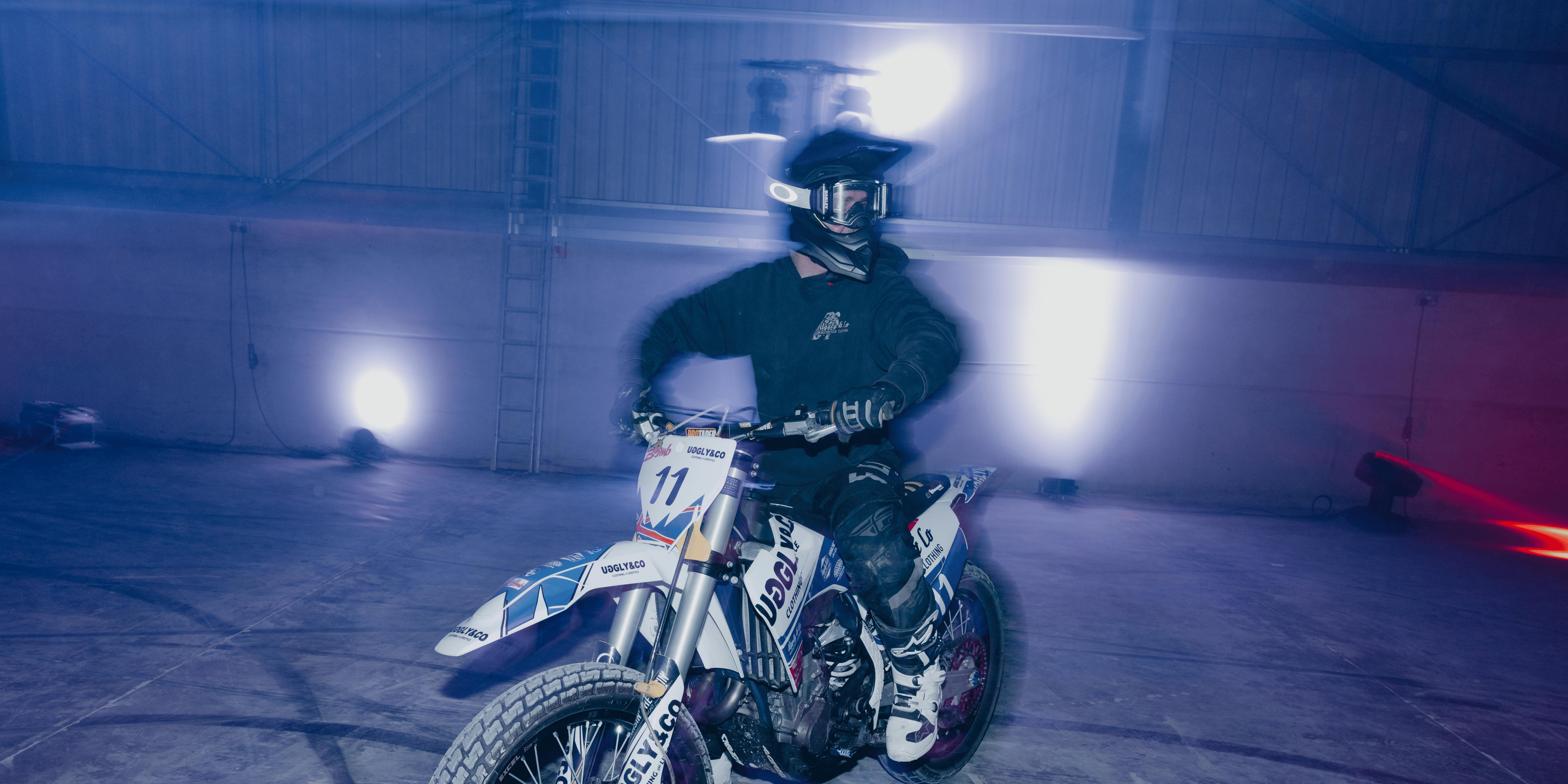 Flat track motorbike racer with a blurred background