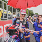 Bradley Ray wearing pink trcker hat on bsb grid