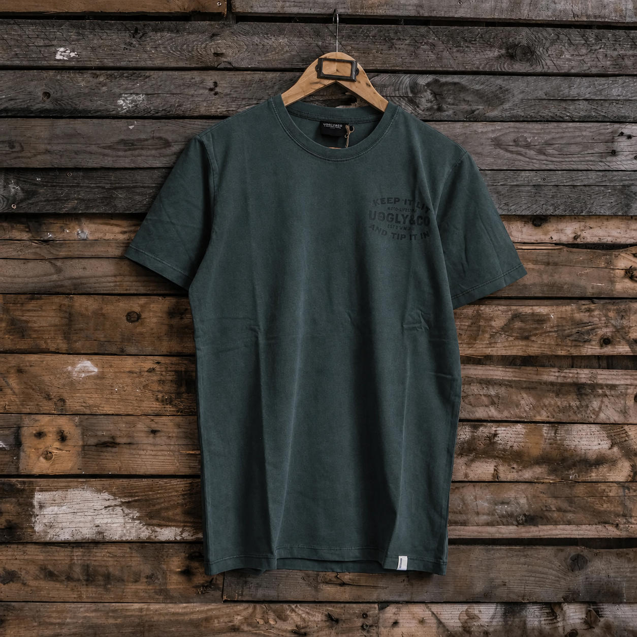 product photo of the uggly and co green keep it lit t shirt