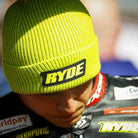 Kyle Ryde on bsb grid in leathers and beanie