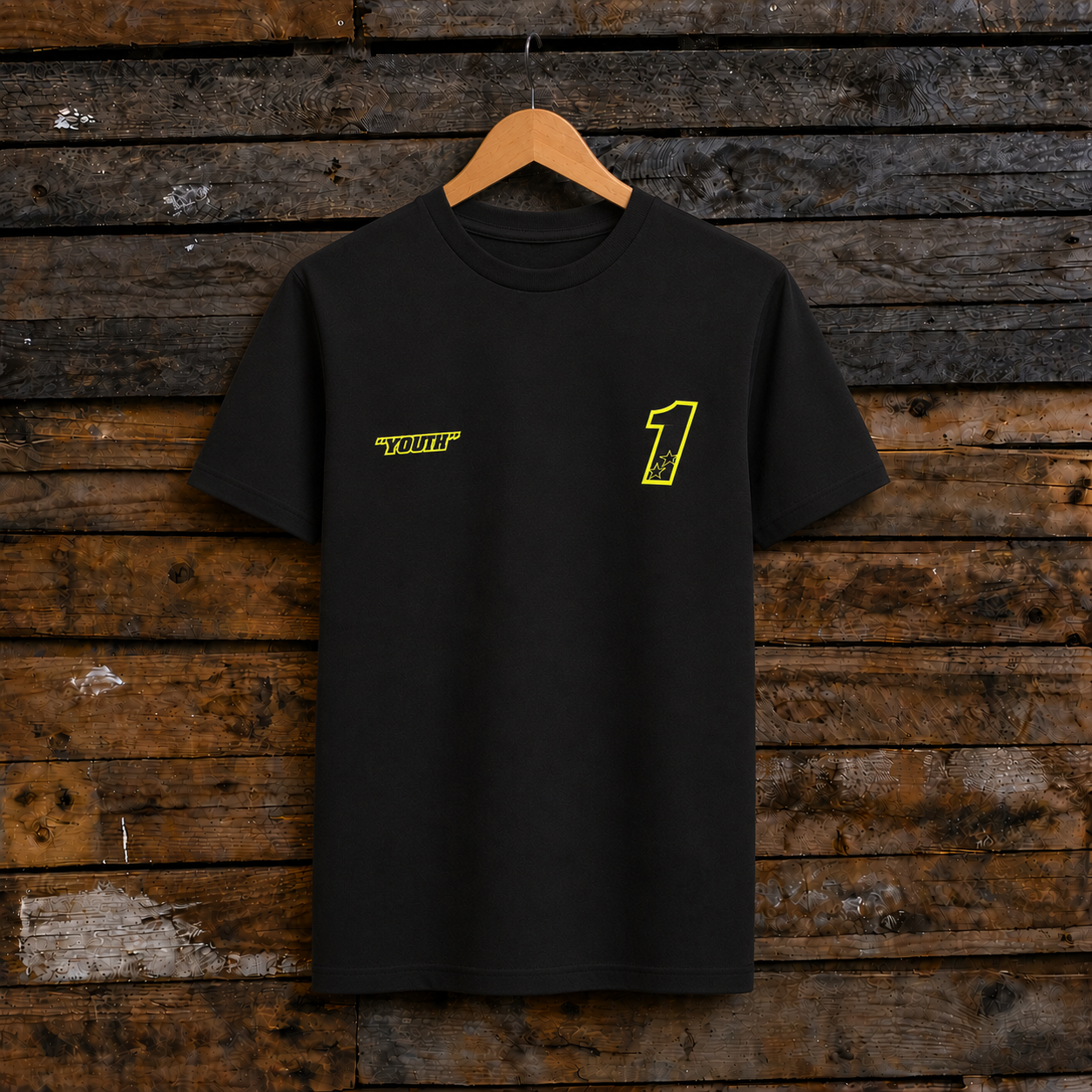Black Kyle Ryde Core #1 T-shirt with bold racing-inspired front graphic