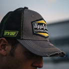 Kyle Ryde wearing a grey trucker hat at donnington park