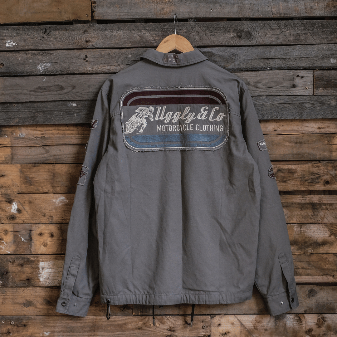 Grey Flattrack Moto Shacket