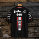 Back view of the Bathams Racing x AJN Steelstock Road Racing Polo showing Bathams Racing and AJN Steelstock team graphics.