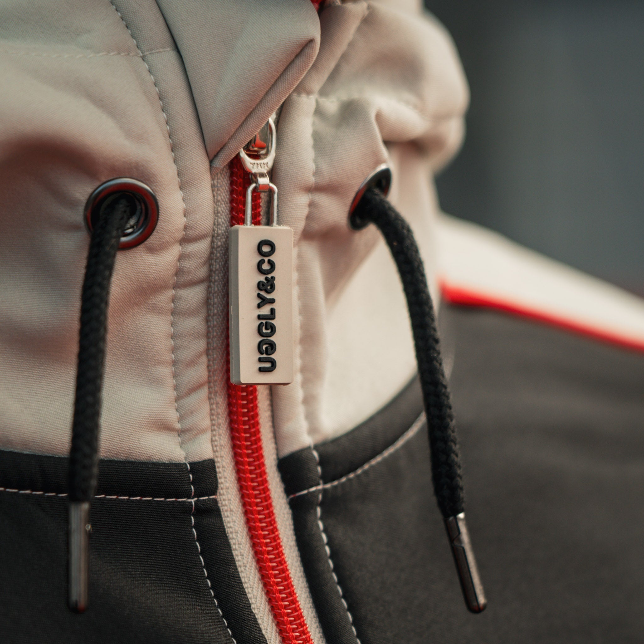 Close-up of the zip detail on the Bimota FS-3 British Superbikes Track Softshell