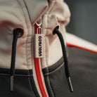 Close-up of the zip detail on the Bimota FS-3 British Superbikes Track Softshell