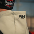 close up of hood logo on bimota jacket
