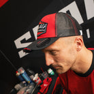 Black and red Retro Diamond motorsport inspired cap