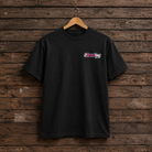 Front view of the Brad Ray Power Wheelie T-Shirt featuring a bold motorcycle racing graphic.