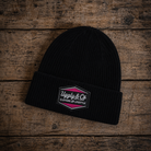 black and pink beanie with race inspired numbers, brad ray signature, diamond logo