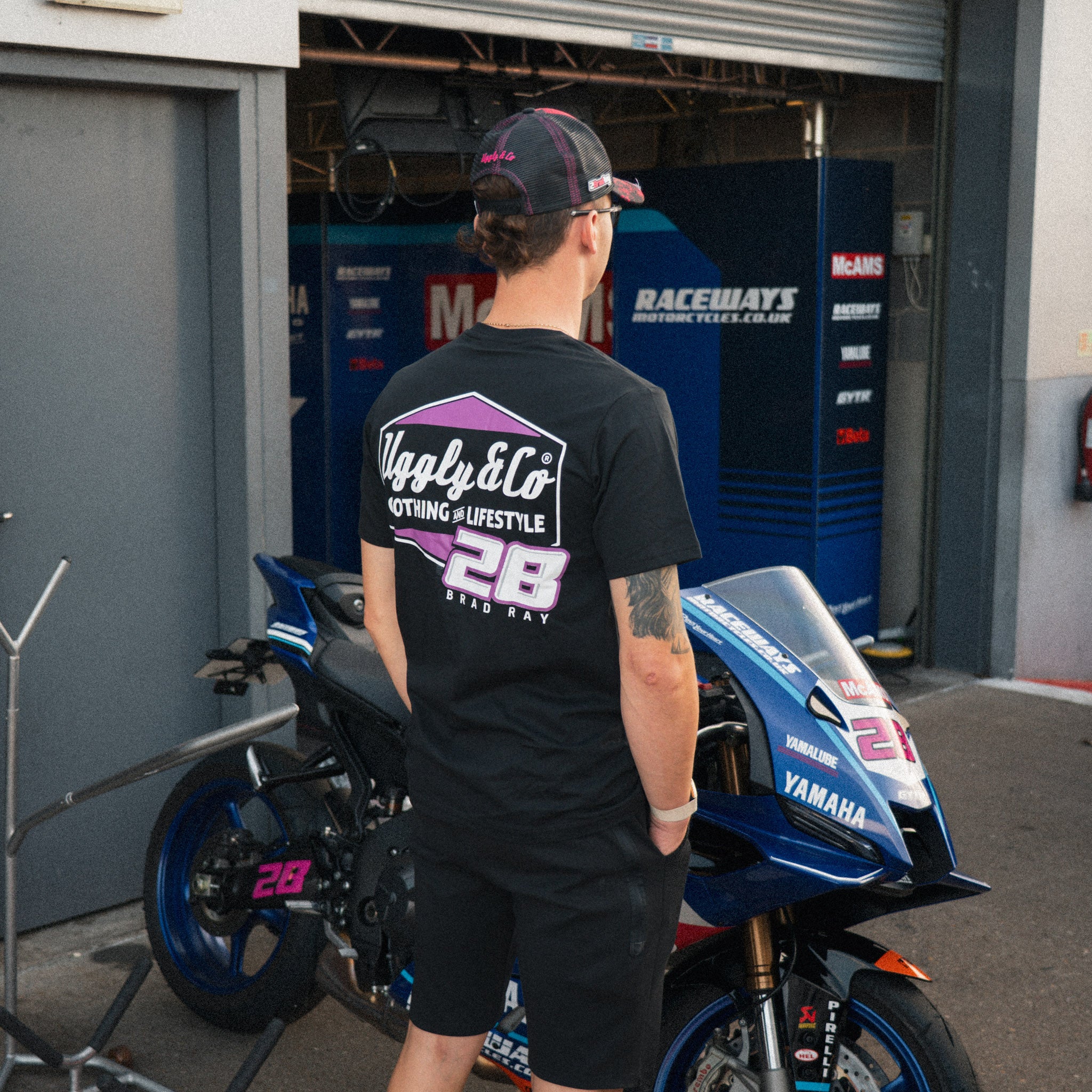 Bradley Ray #28 Black T-Shirt with Yamaha British Superbikes styling