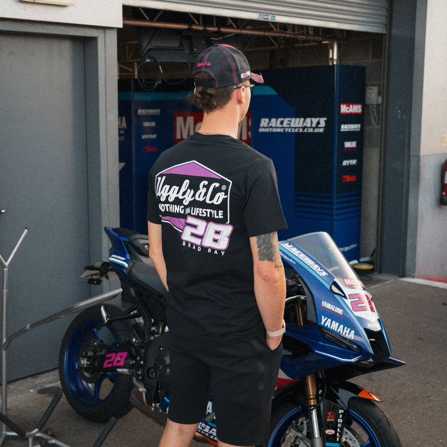 Bradley Ray #28 Black T-Shirt with Yamaha British Superbikes styling