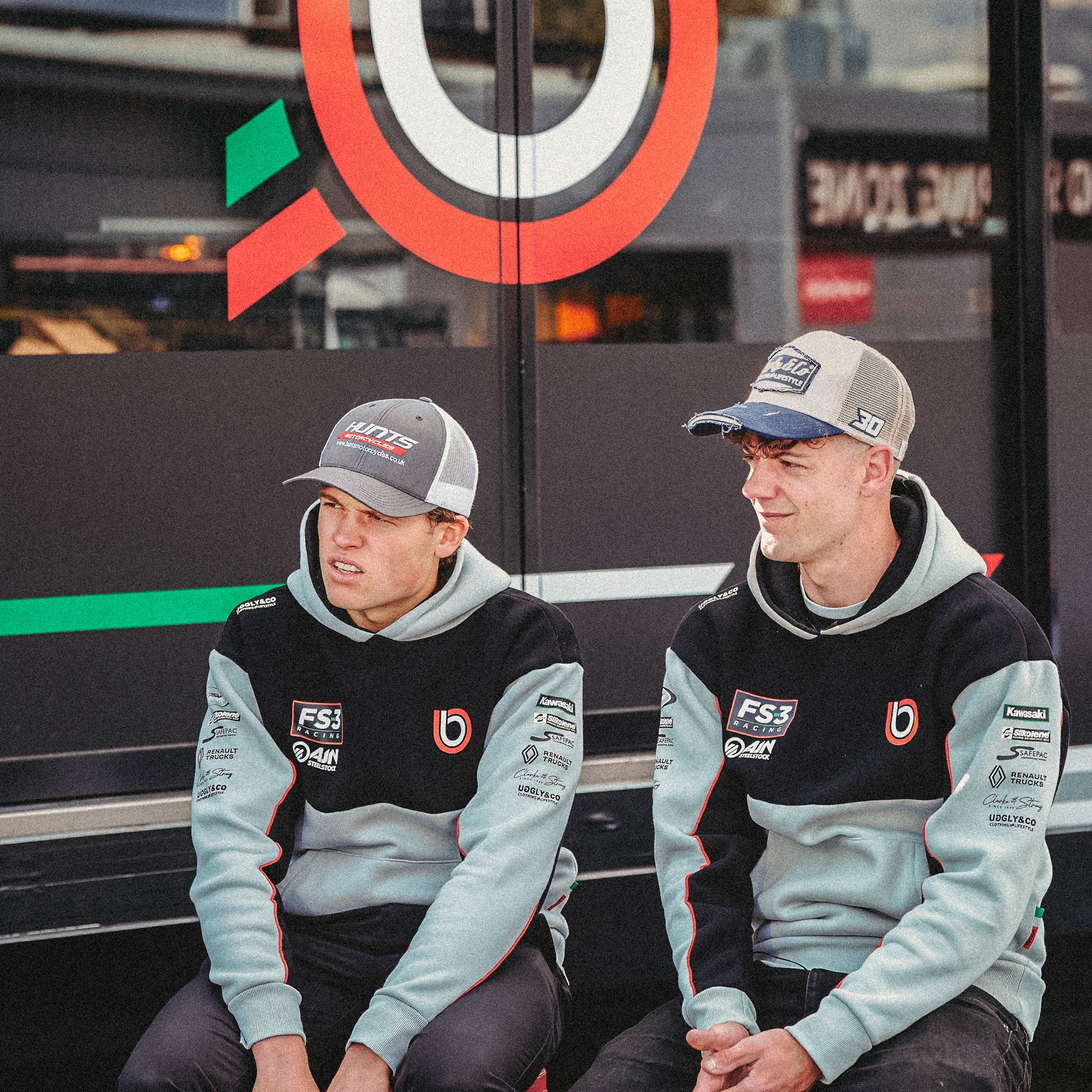 Max Cook and Joe Talbot pictured in the Bimota FS3 Racing hoodie featuring official team styling