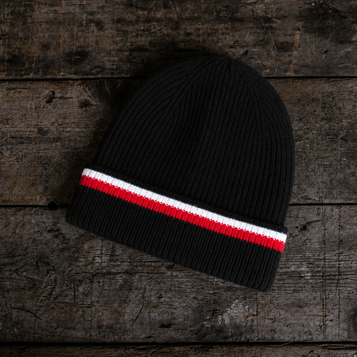carl cox motorsport uggly&co racing collab beanie, black and red beanie hat back