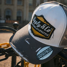 close up picture of vintage trucker hat
