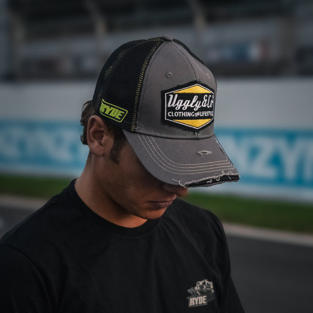 Dark Grey Diamond Trucker Hat x Kyle Ryde #1 side view