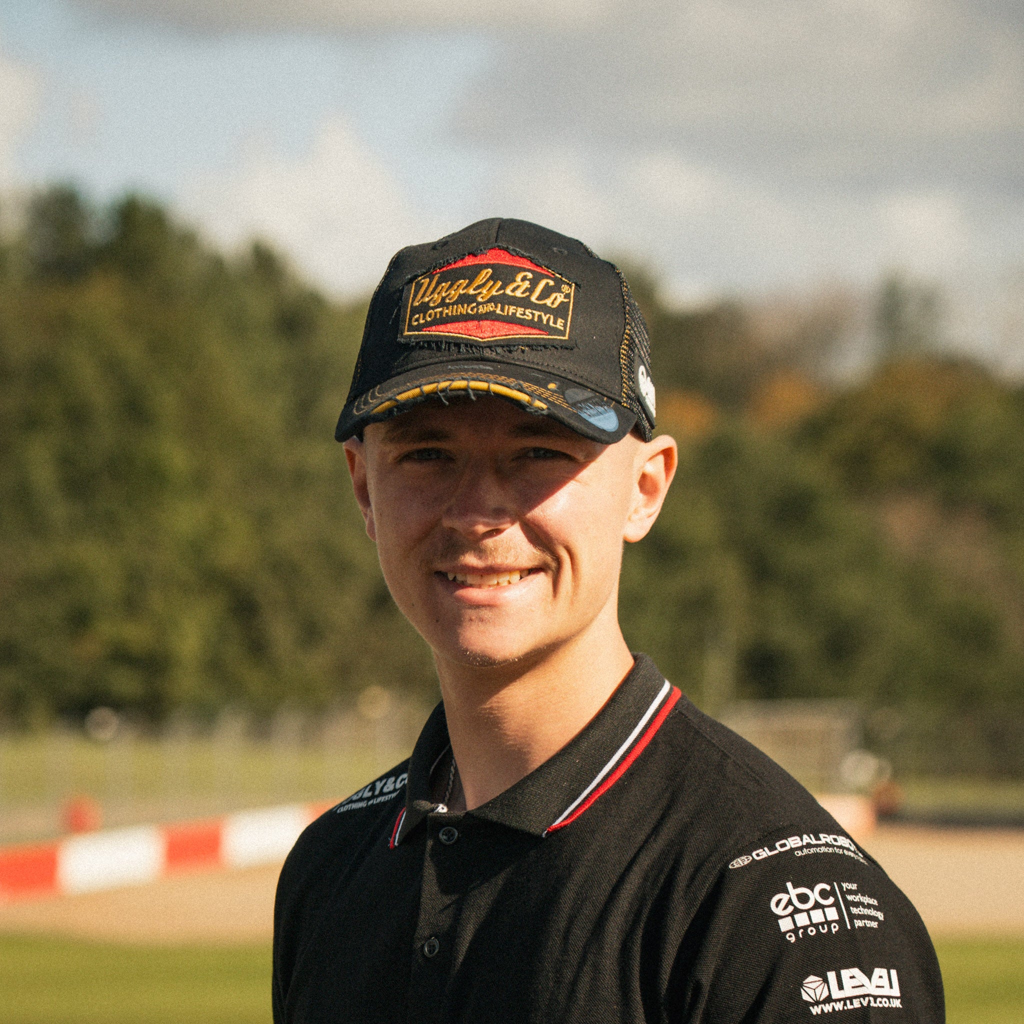 Close up Front view of the Diamond Trucker Hat x Bathams Racing