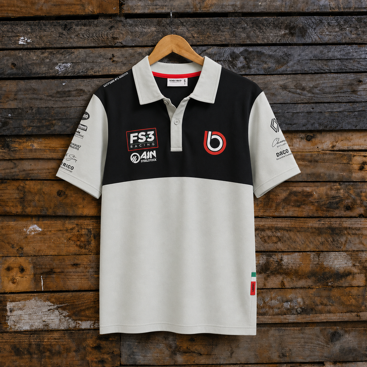 fs3 racing poloshirt, Italian colours, vintage race style