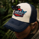Close up of butterfly on hat